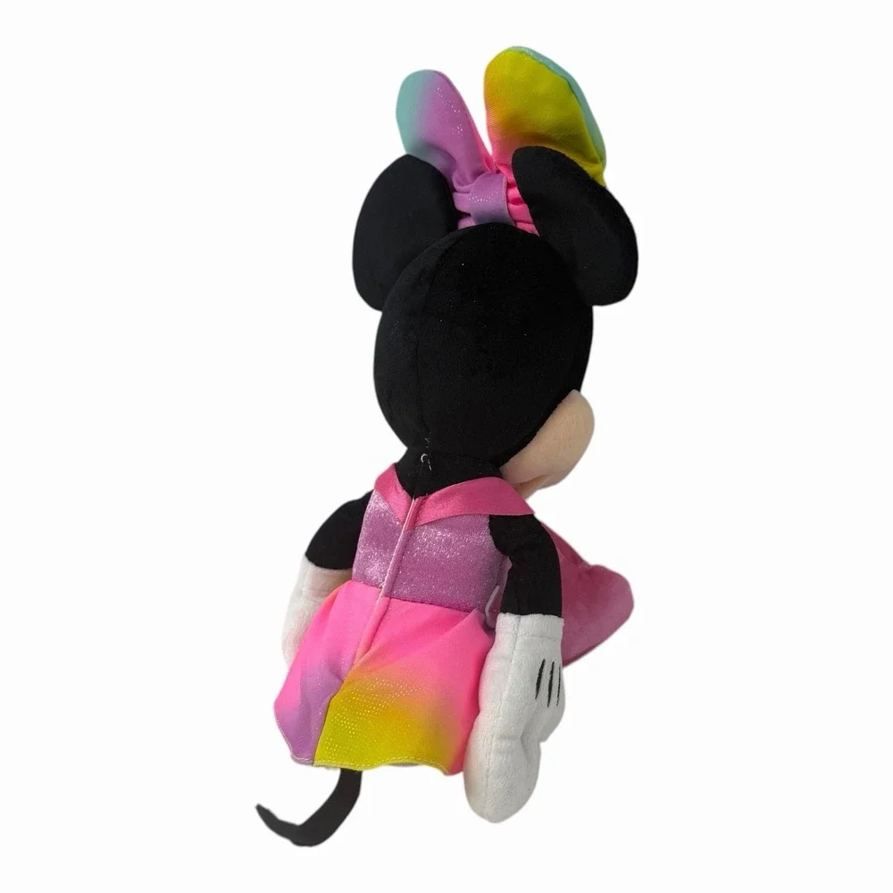 Disney Minnie Mouse Plush Rainbow Ombre Dress Heart Shoes Stuffed Toy